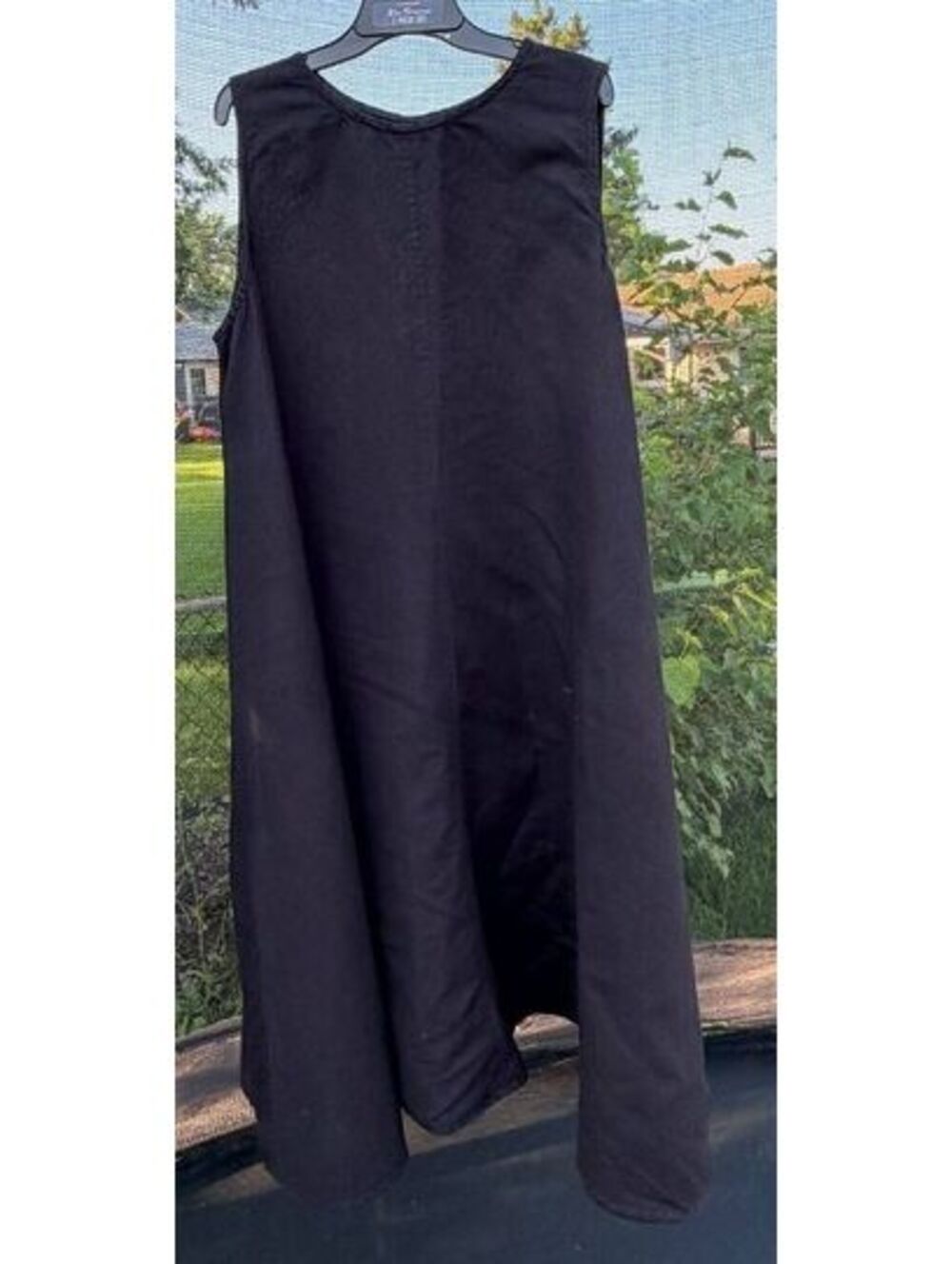 Embellish Women's Large Black Cotton Linen Sleeveless A-Line Midi Dress